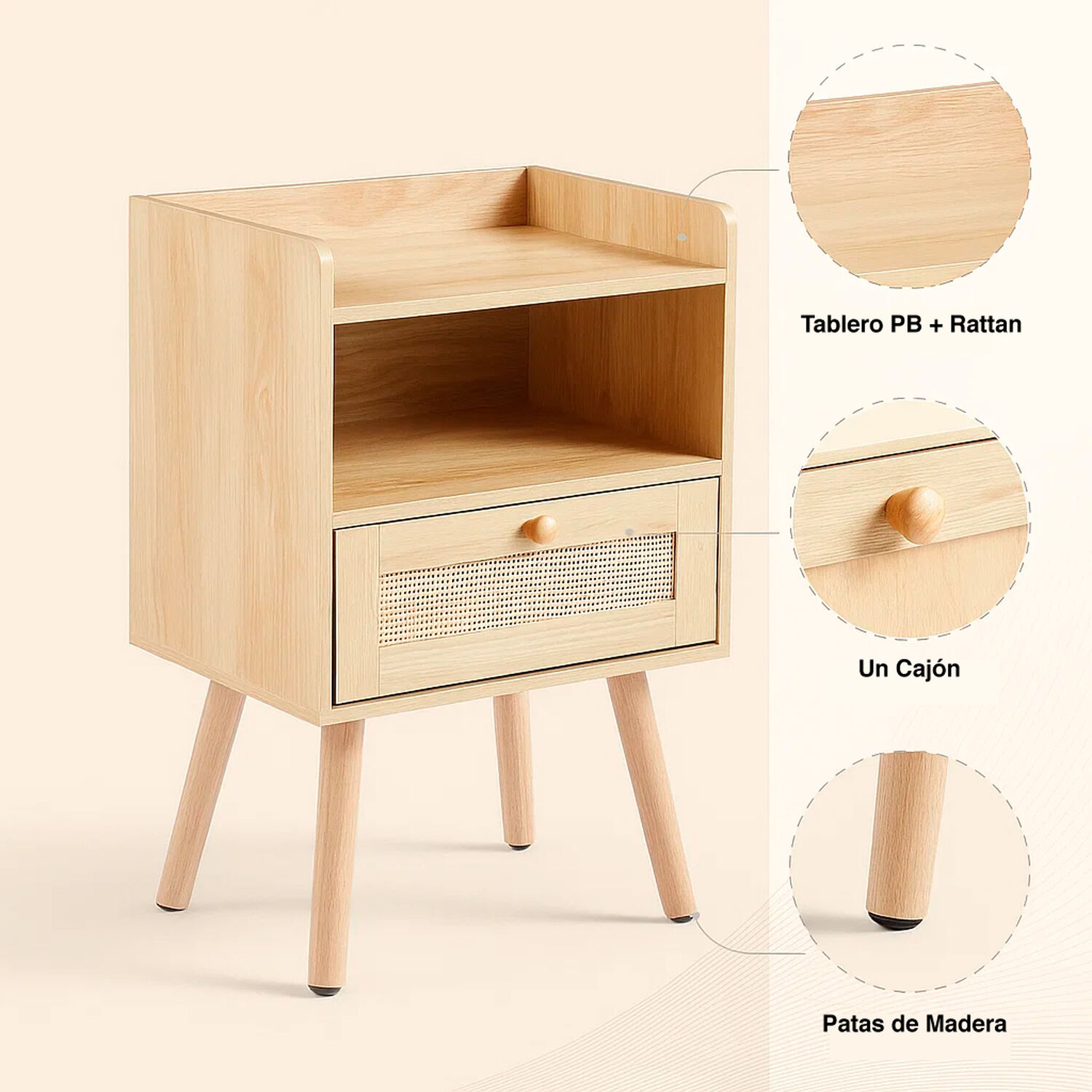 Velador Mesh Rattan Con Cajon Y Espacio 40x30x60 image number 9.0