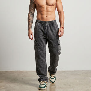 Pantal&oacute;n Buzo Ancho Cargo Hombre Acid Wash