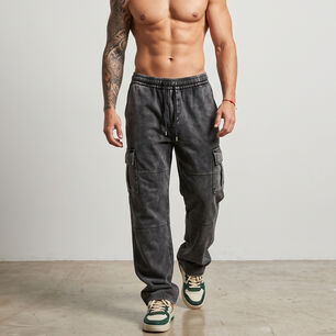 DJOE PANTALÓN BUZO ANCHO CARGO HOMBRE ACID WASH