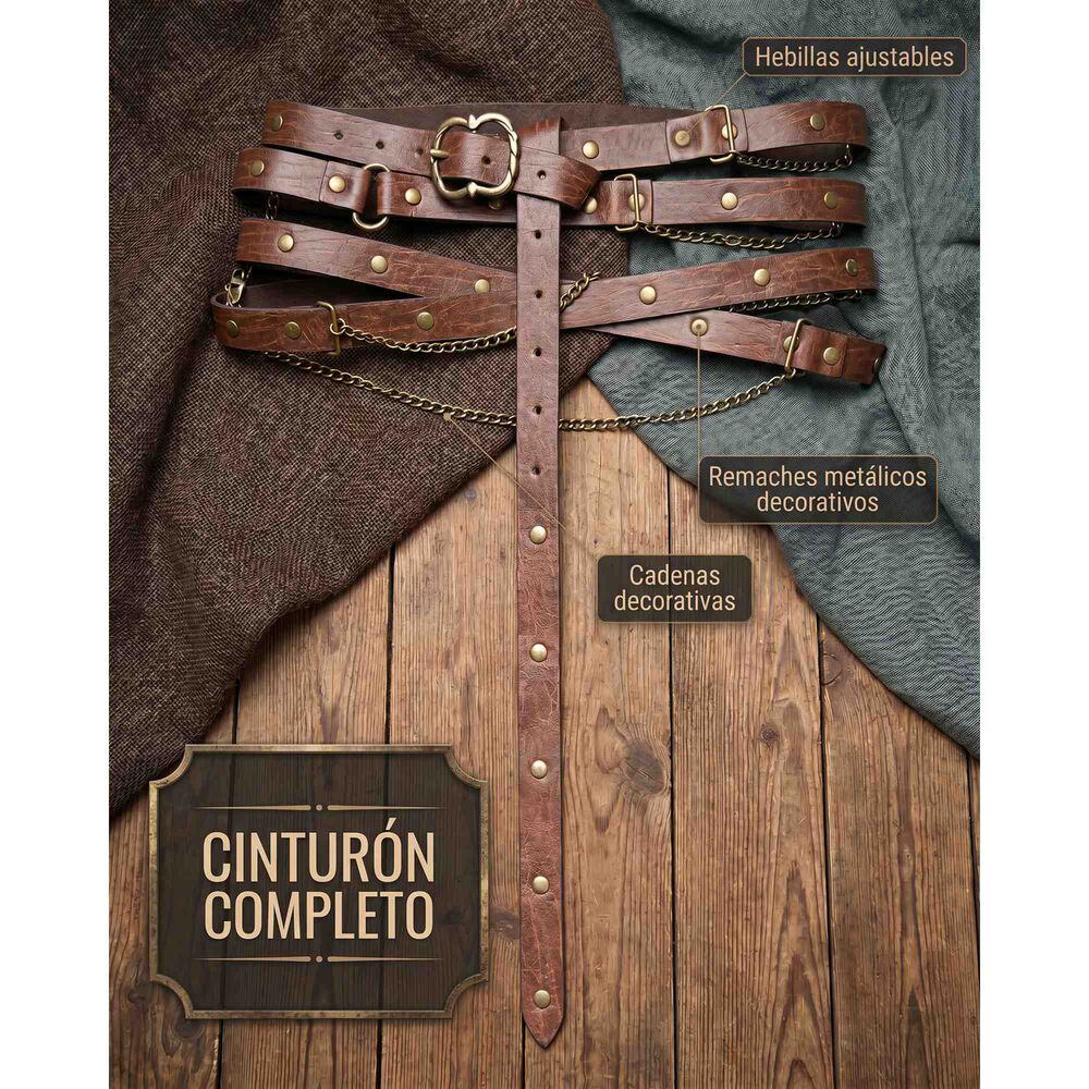 Cinturon Vikingo Medieval De Cuero Pu Accesorio Cosplay image number 21.0