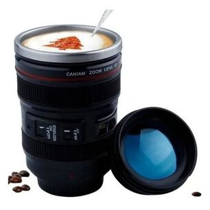 Taz&oacute;n Mug Tipo Lente Camara Fotogr&aacute;fica Aluminio