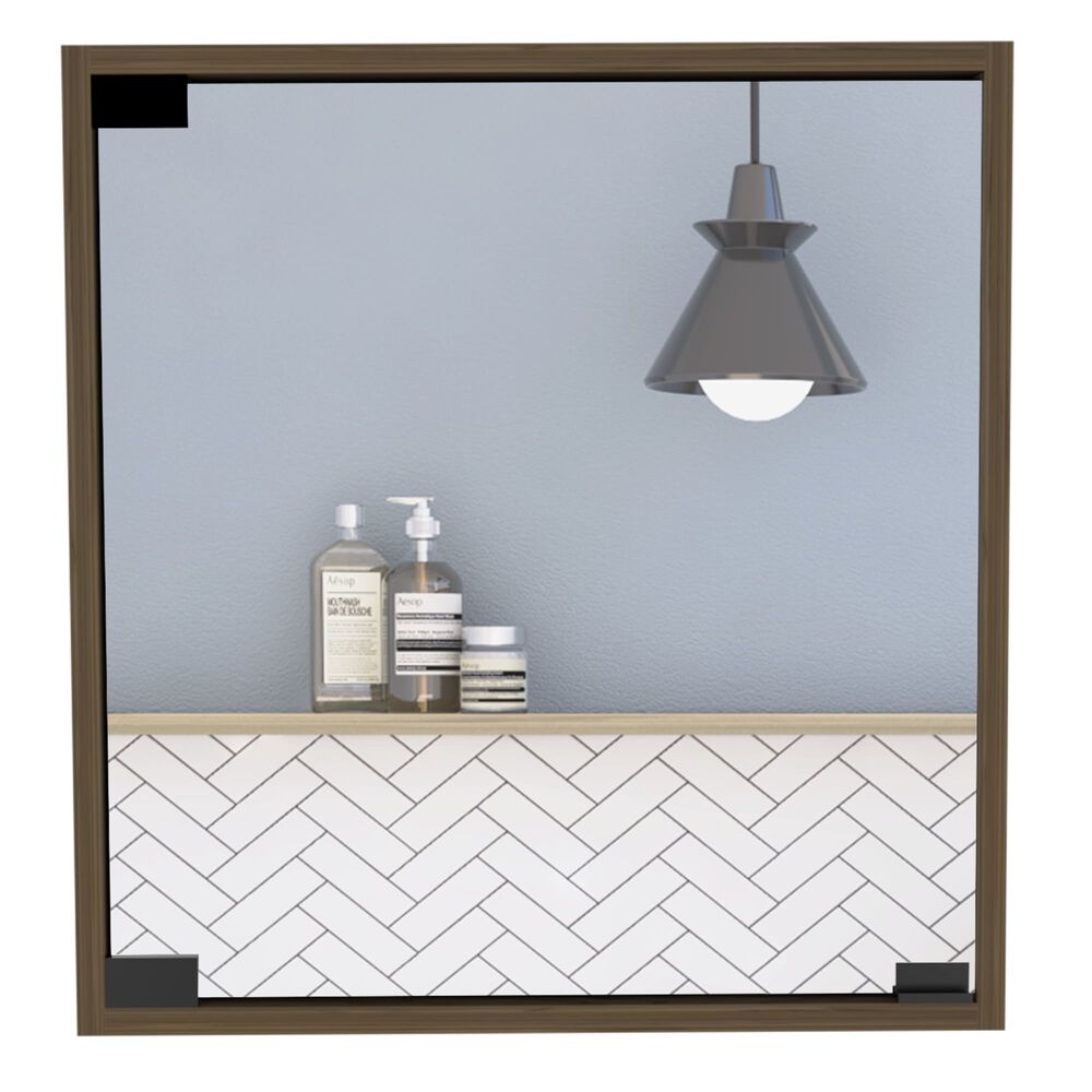 Mueble Botiquin De Ba&ntilde;o Con Espejo 53x50x12.5 Cm Caf&eacute; Oscuro image number 2.0