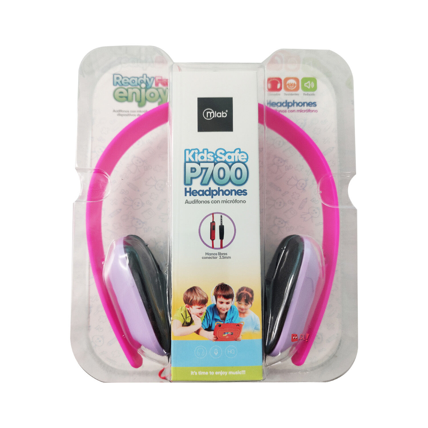 Aud&iacute;fonos Para Ni&ntilde;os Ajustable Con Micr&oacute;fono Rosado - Ps image number 2.0
