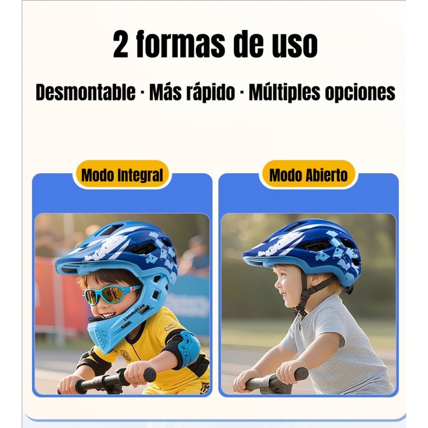 Casco Integral Infantil Ni&ntilde;os 2 En 1 Ajustable Gt Lubabycas image number 5.0