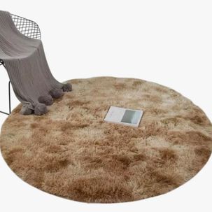 Alfombra Redonda Peluda Beige