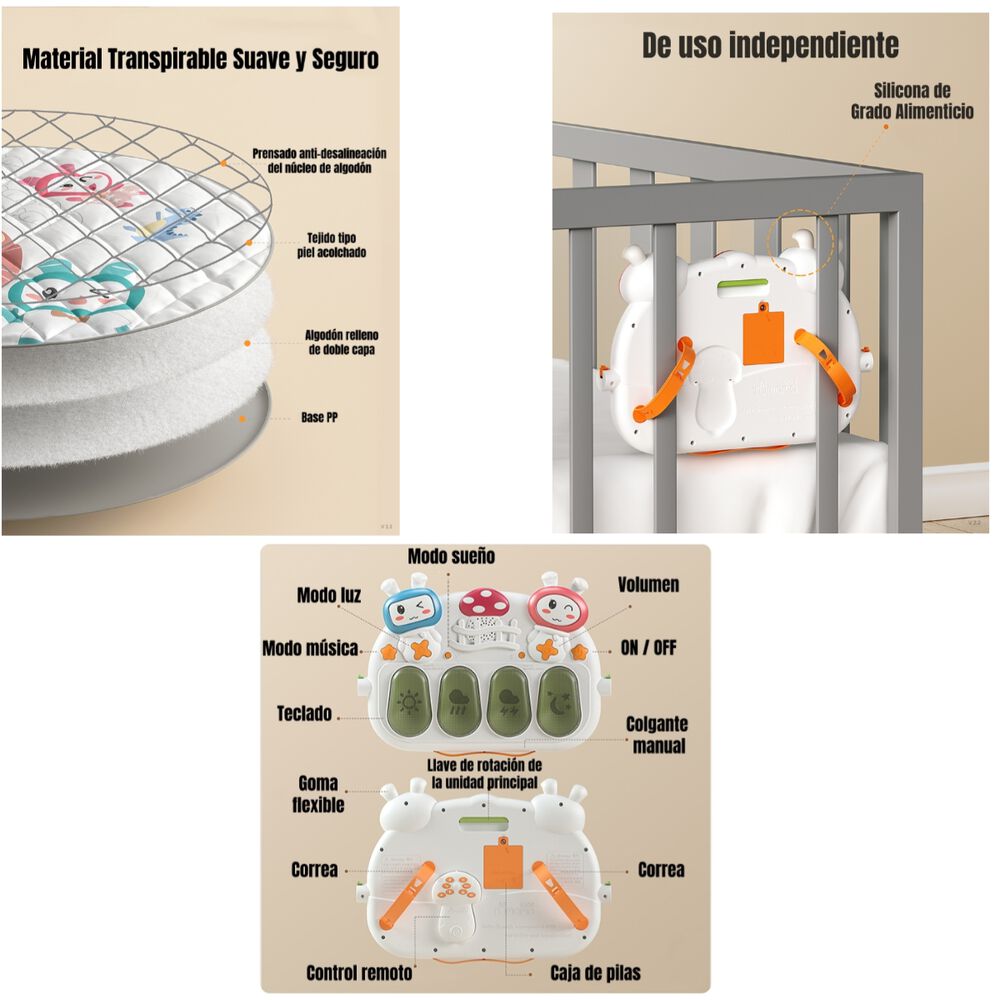 Gimnasio Bluetooth Musical Piano Con Control Tm220 Lubabycas image number 6.0