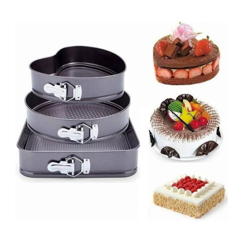Set 3 Molde Reposter&iacute;a Desmontable Coraz&oacute;n Redondo Cuadrado image number 2.0