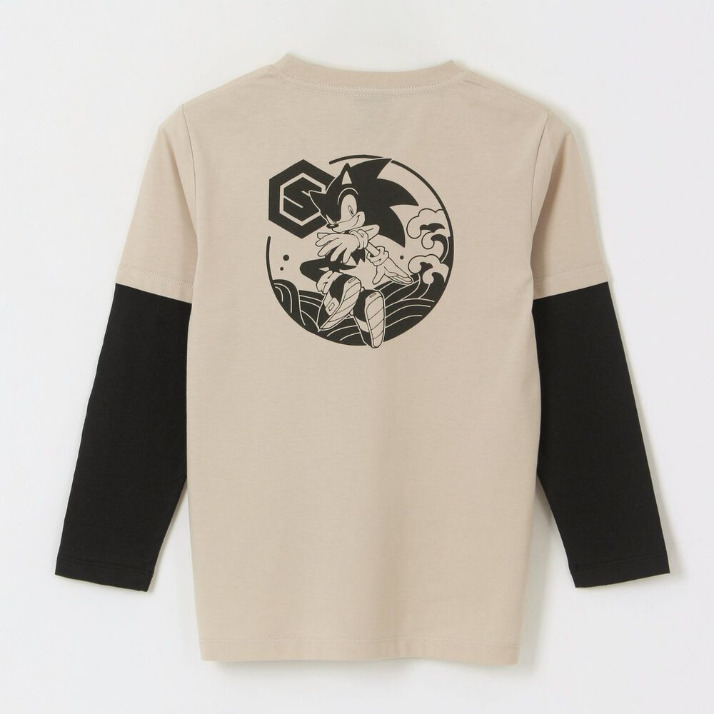 Polera Doble Manga Ni&ntilde;o Back Print Beige Sonic image number 1.0