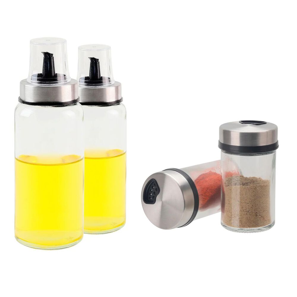 Set 4 Piezas Botellas Aceite Vinagre 250ml + Especieros 110ml Classic image number 1.0