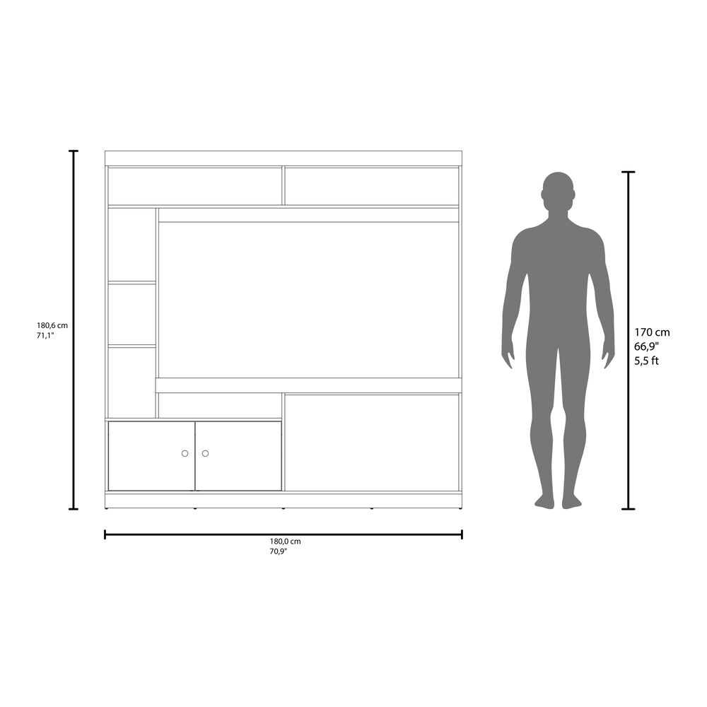 Estante Tv 65" 180,6x180x30,3 Cm 2 Puertas image number 5.0