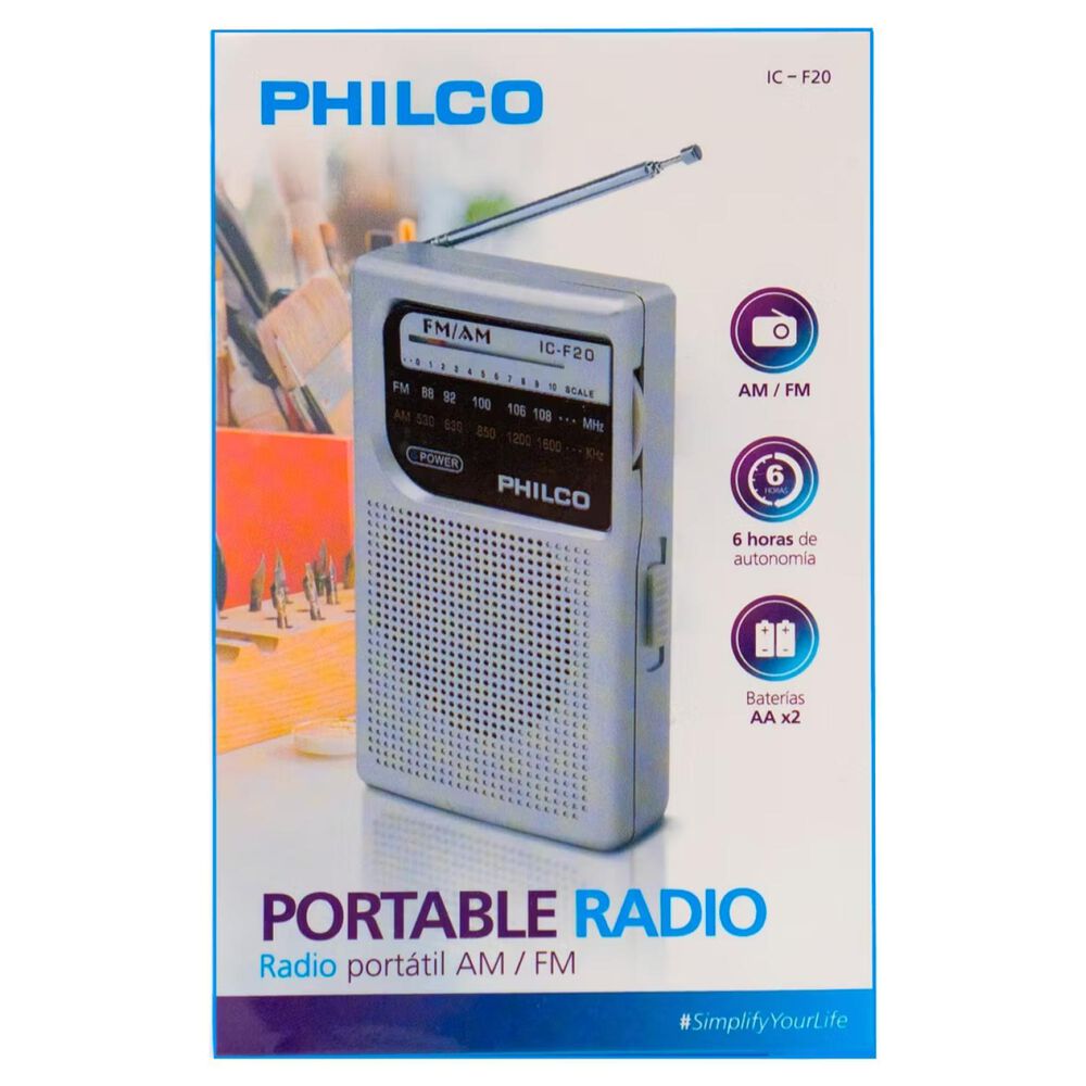 Radio De Bolsillo Retro Am Fm Gris Icf-20 image number 2.0