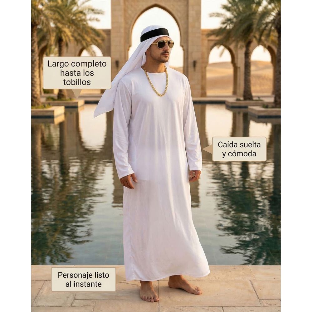 Disfraz Cosplay Jeque Arabe Adulto Halloween Tunica image number 5.0