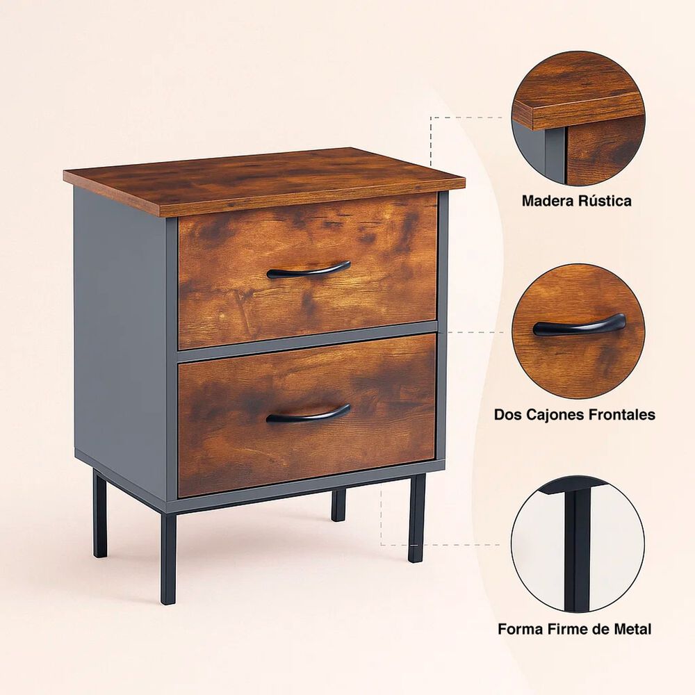 Velador Dos Cajones Metal R&uacute;stico image number 11.0