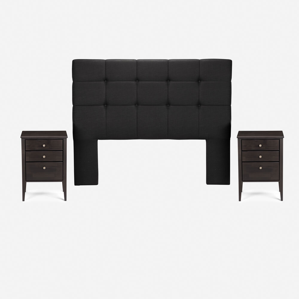 Cama Europea Rosen New Style 6 / 2 Plazas / Base Normal + Set De Maderas Issey Grafito image number 2.0