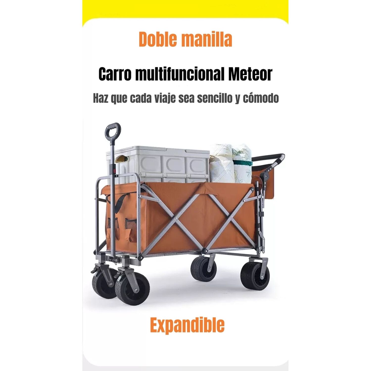 Carro Camping Expandible Multifuncional Doble Manilla Meteor image number 7.0