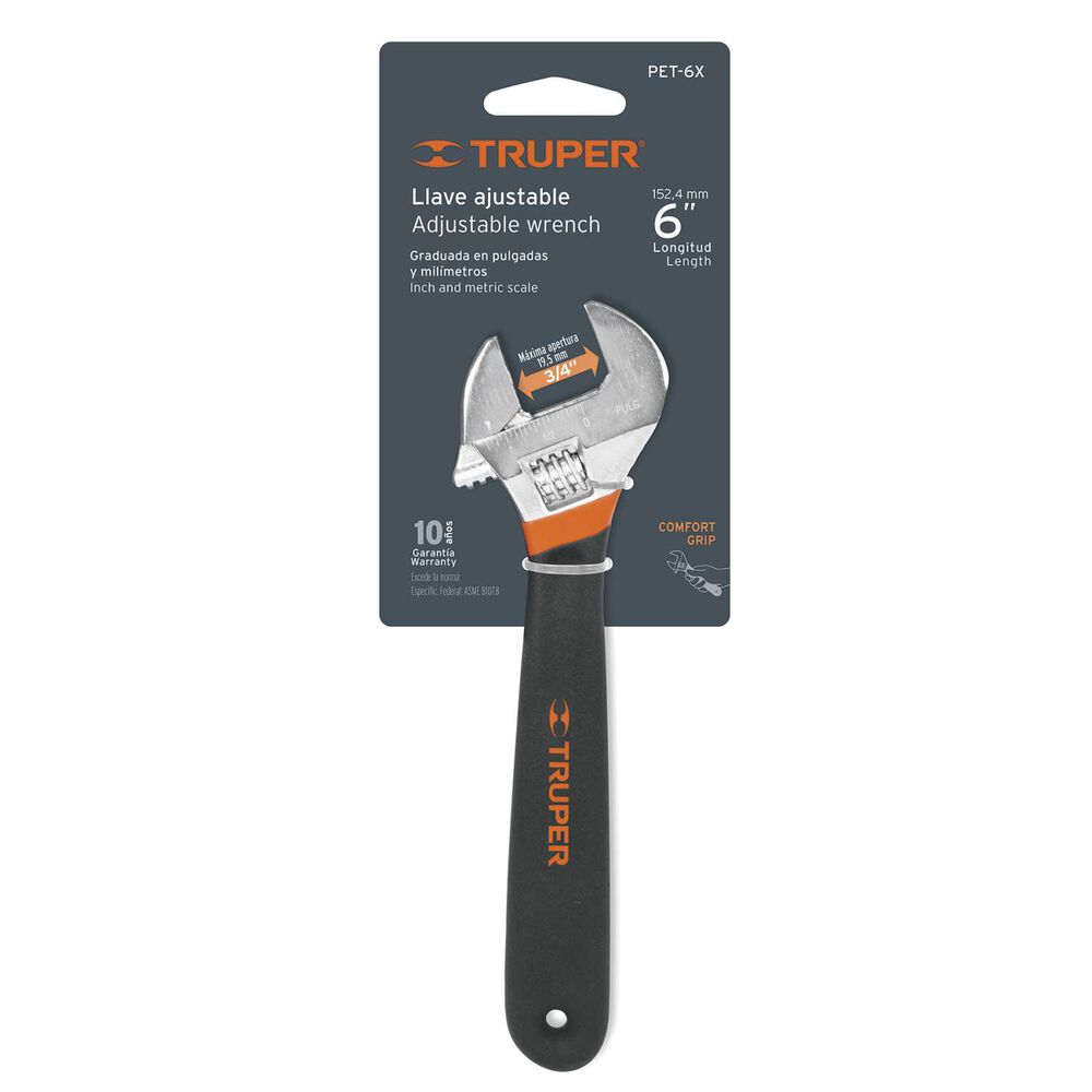 Llave Francesa Grip 6"/150mm - Truper image number 0.0