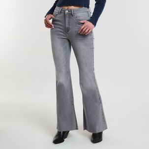 Jeans Tiro Medio Flare Mujer Rolly Go