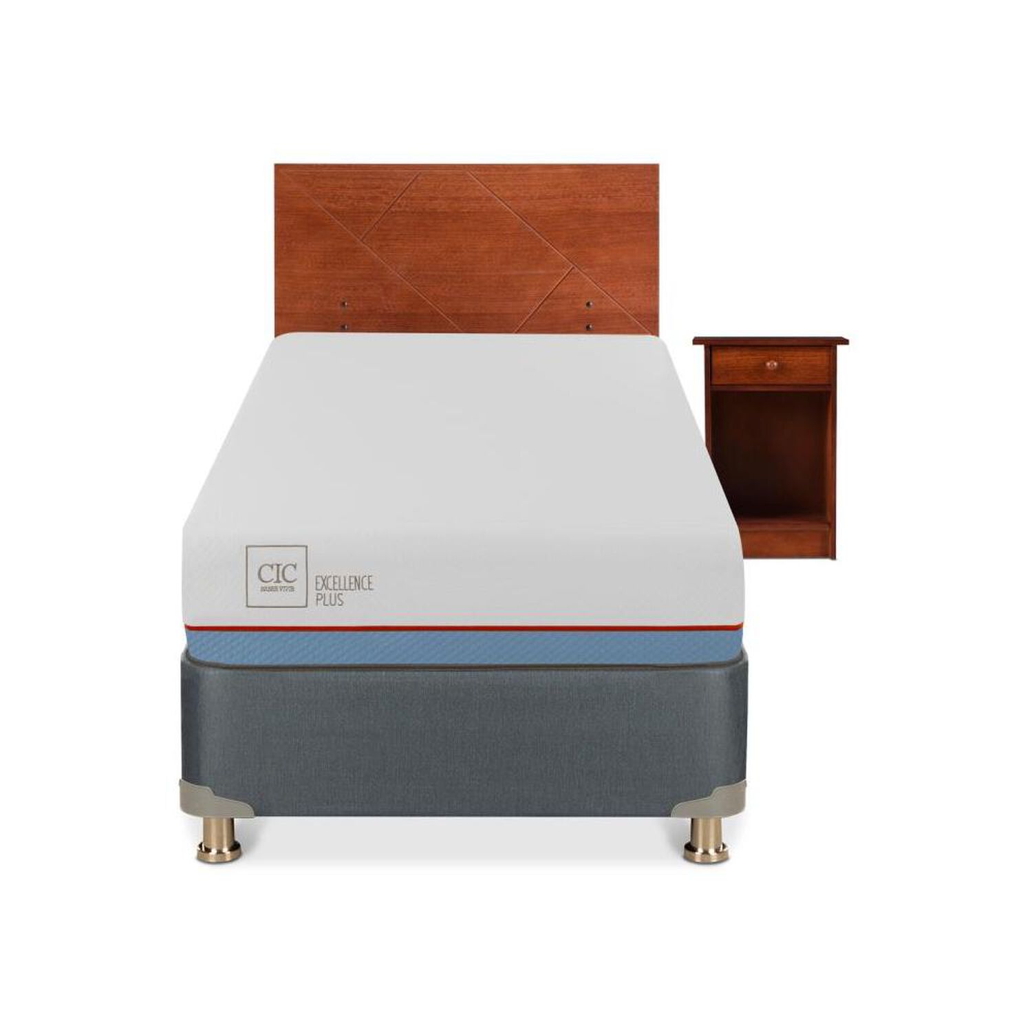Cama Americana Cic Excellence Plus / 1 Plaza / Base Normal + Set De Maderas image number 0.0