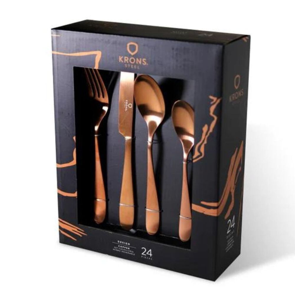 Set Cubiertos 24 Pzs Copper Krons Acero Inoxidable Menaje image number 0.0