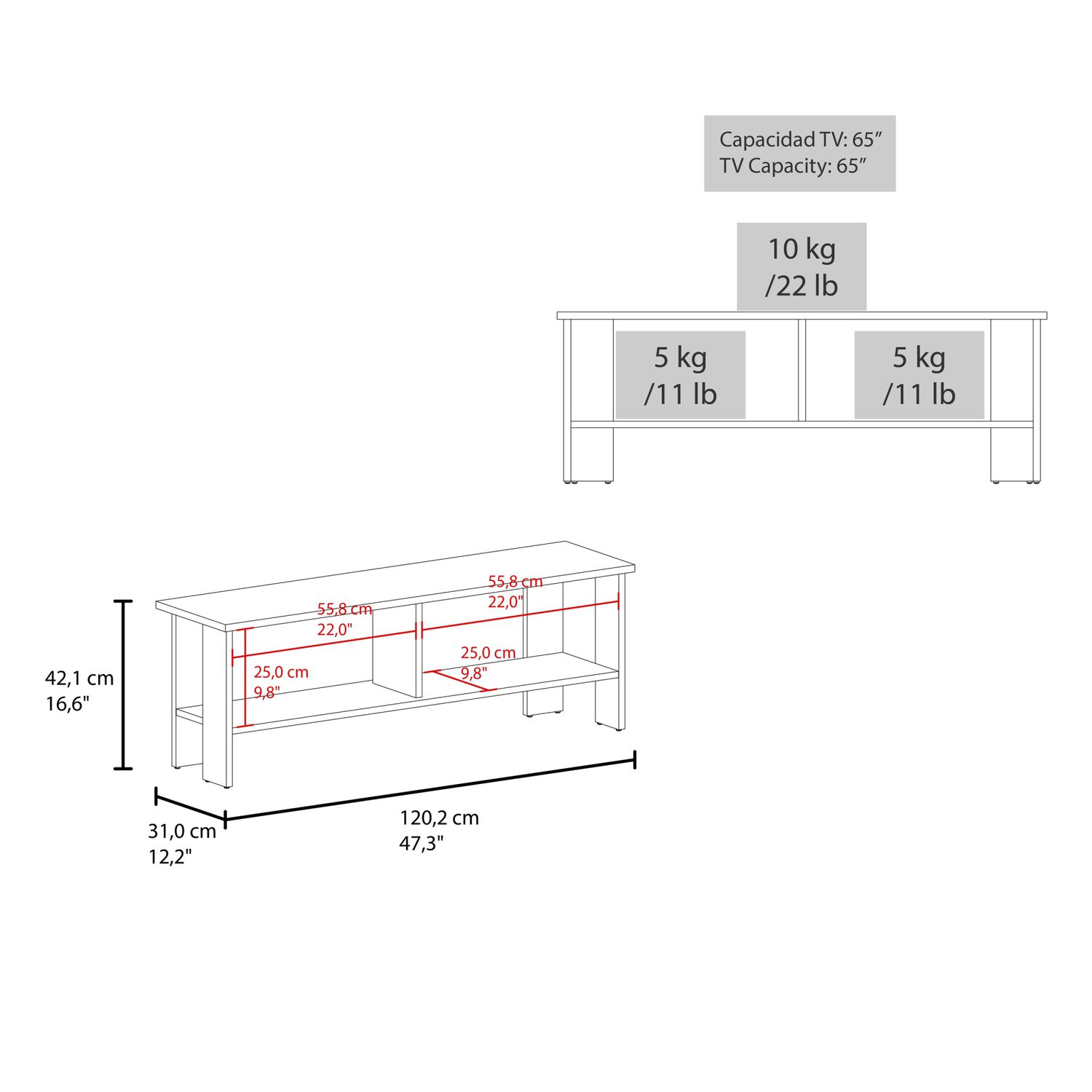 Rack Tv 65" 42,1x120,2x31 Cm image number 5.0