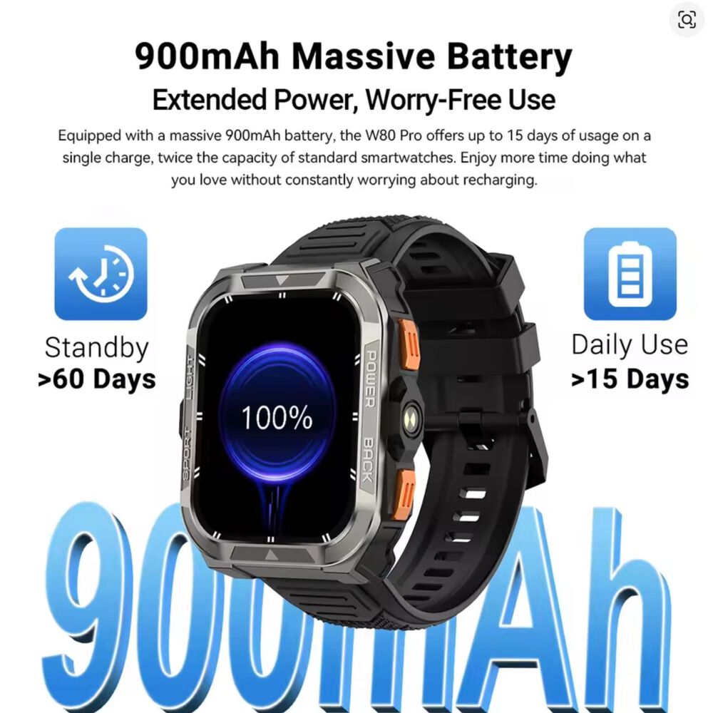 Blackview W80 Pro: Smartwatch Rugerizado, Batería 15 Días image number 6.0