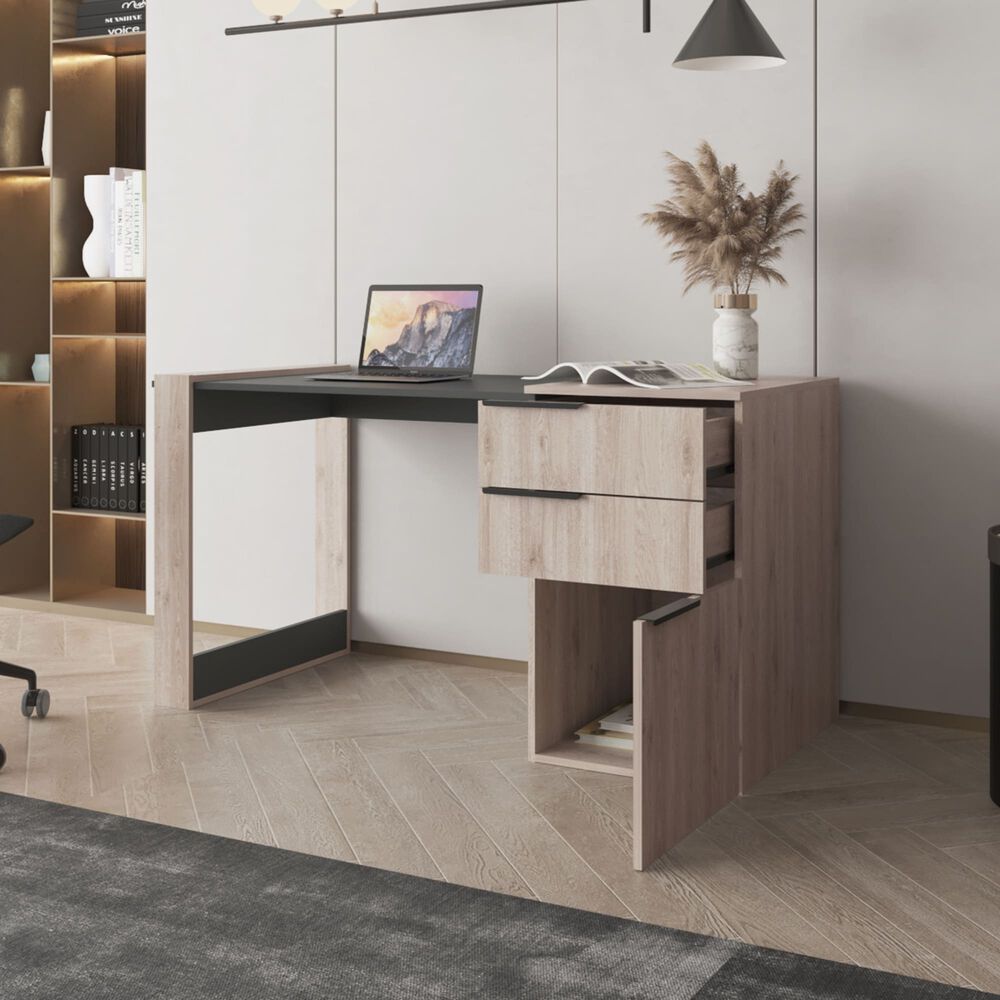 Escritorio 2 Cajones 1 Puerta Fm-014g Gris Y Plomo image number 8.0