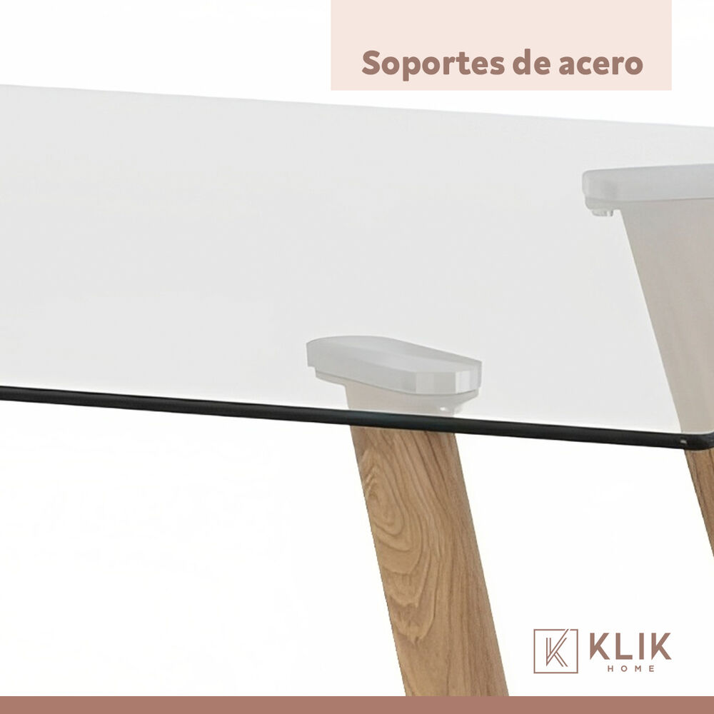 Comedor Mesa De Vidrio Nórdica 140x90 Cm + 4 Sillas Tulip Blancas image number 6.0