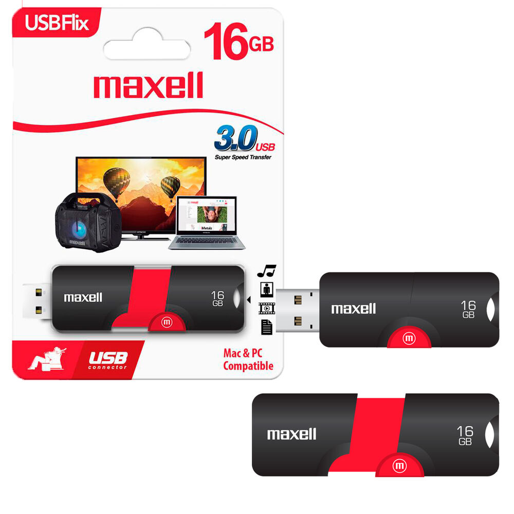 Pendrive Usb 3.0 16gb Maxell Flix Compatible Mac Y Windows image number 0.0