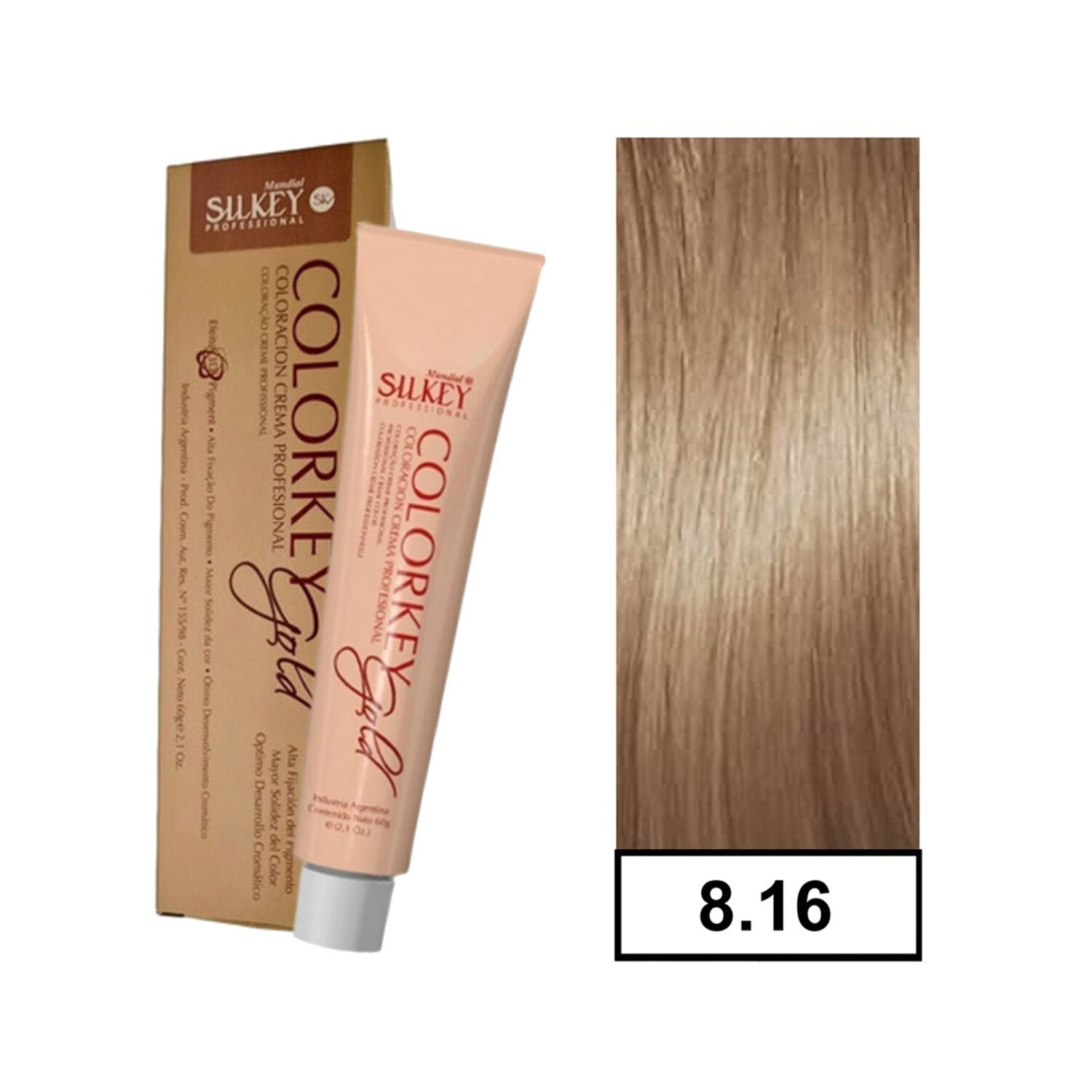 Colorkey Gold - Tintura Permanente Efecto 3d Pigment 60gr + Oxidante - 8.16 Rubio Claro Ceniza Rojizo image number 0.0