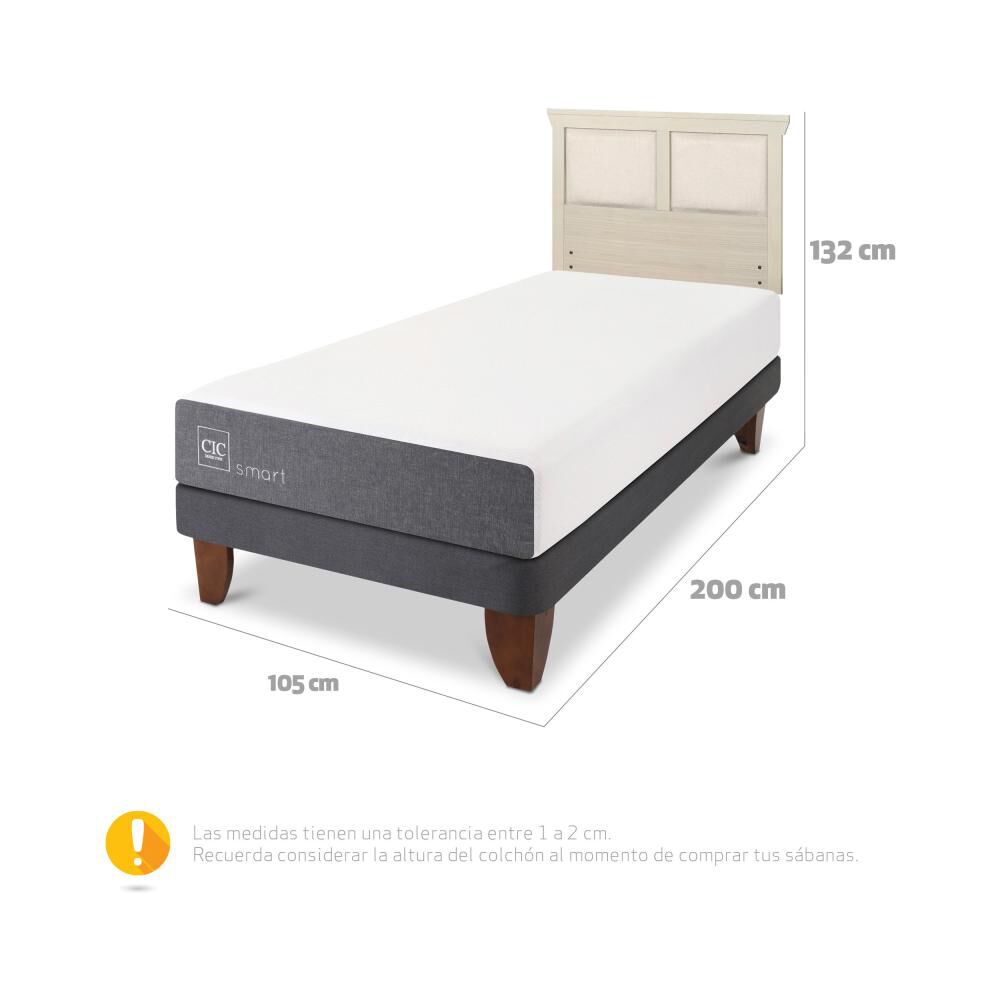 Cama Europea Cic Smart / 1.5 Plazas / Base Normal + Respaldo image number 5.0
