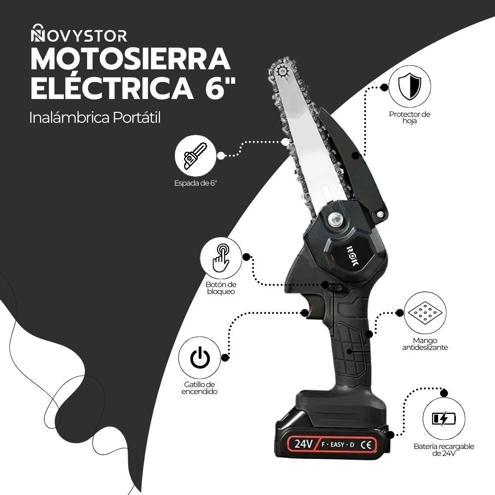 Motosierra Eléctrica Inalámbrica Portátil De 6 Pulgadas image number 1.0