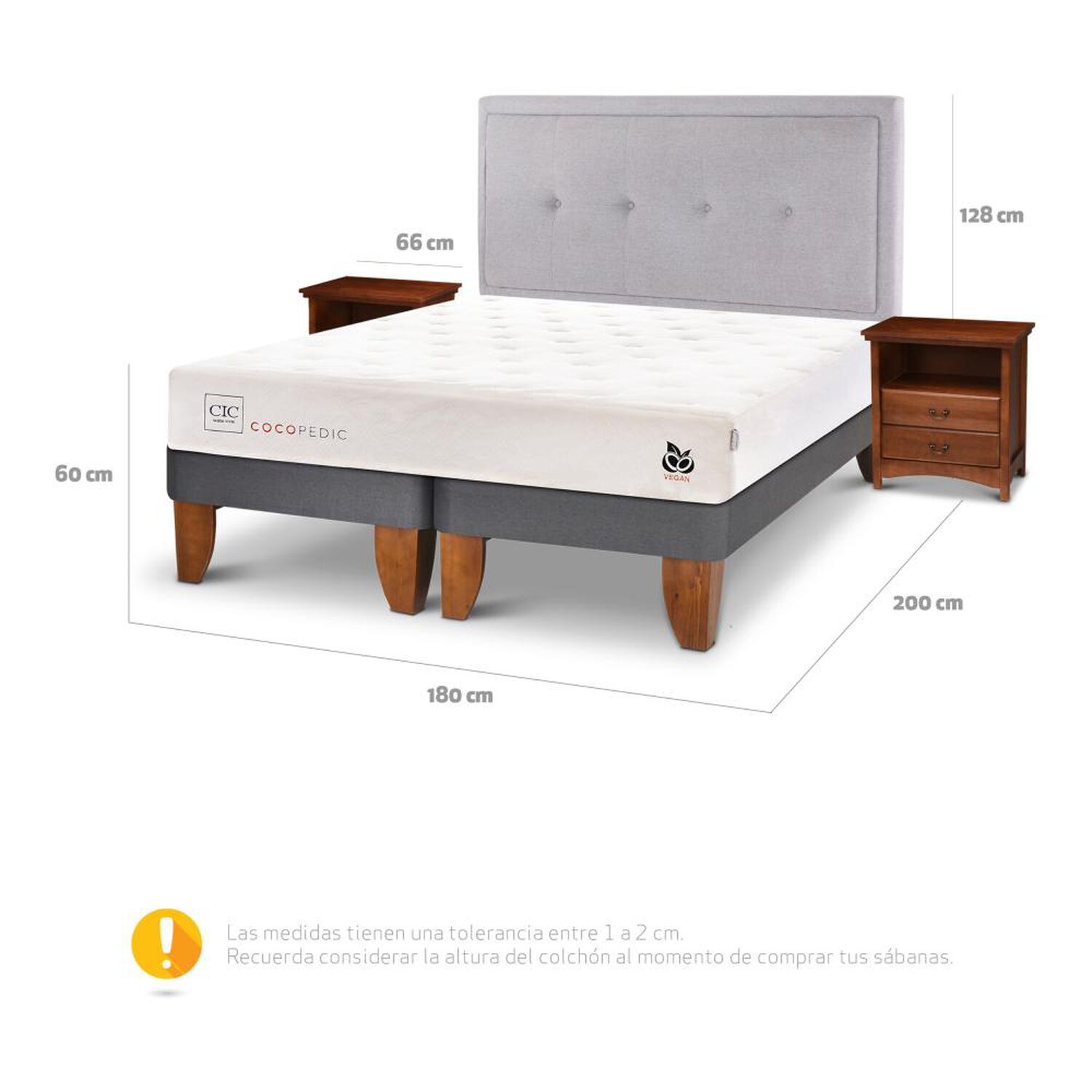 Cama Europea Cic Cocopedic / King / Base Dividida + Set De Maderas image number 4.0