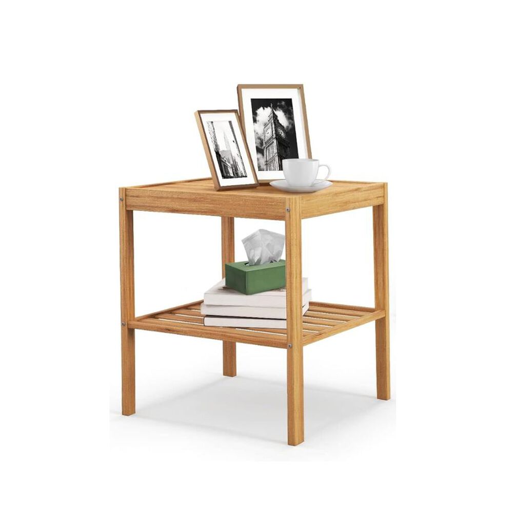 Set 2 Mesa Auxiliar De Bambú 2 Niveles image number 0.0