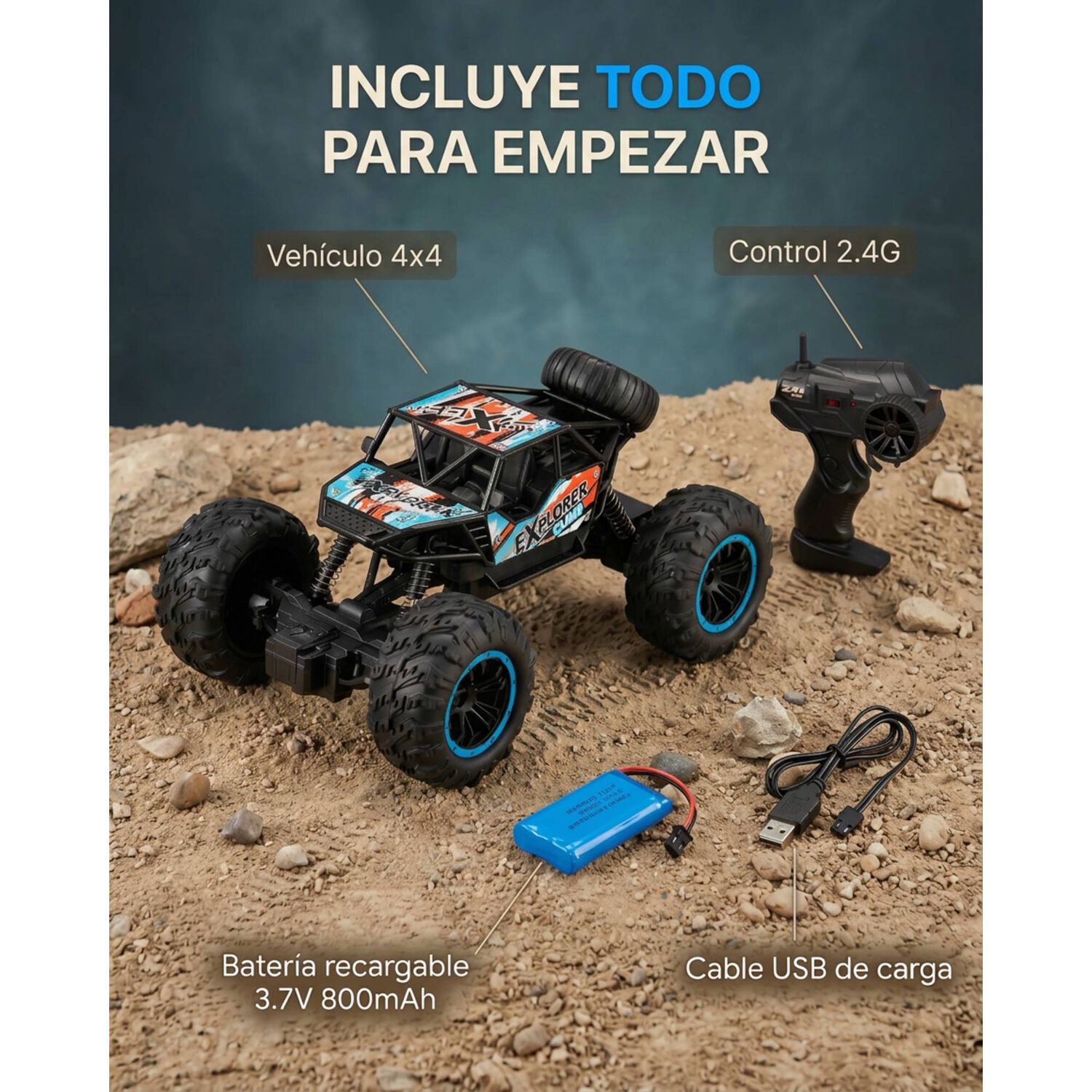 Auto Camioneta 4x4 Rally Control Remoto Todo Terreno Juguete image number 13.0