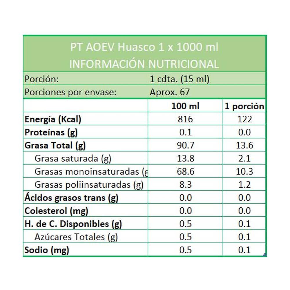 Aceite De Oliva Extra Virgen Huasco 1 X 1000 Ml image number 1.0