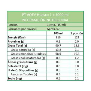 Aceite De Oliva Extra Virgen Huasco 1 X 1000 Ml