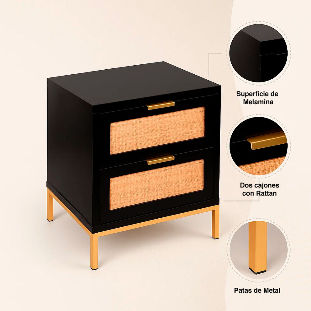 Pack De 2 Veladores Rattan Dark Dos Cajones image number 4.0