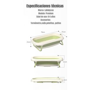 Ba&ntilde;era Con Term&oacute;metro Coj&iacute;n Premium Verde Lubabycas