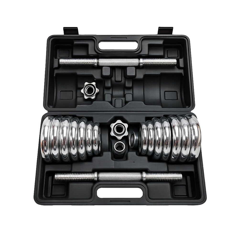 Set De Mancuernas Cromadas Ajustables De 30kg + Malet&iacute;n image number 1.0