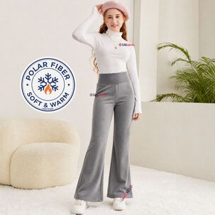 Calza Pantal&oacute;n Palazzo Polar Con Chiporro Ni&ntilde;a Juvenil Elasticada T&eacute;rmica Melange