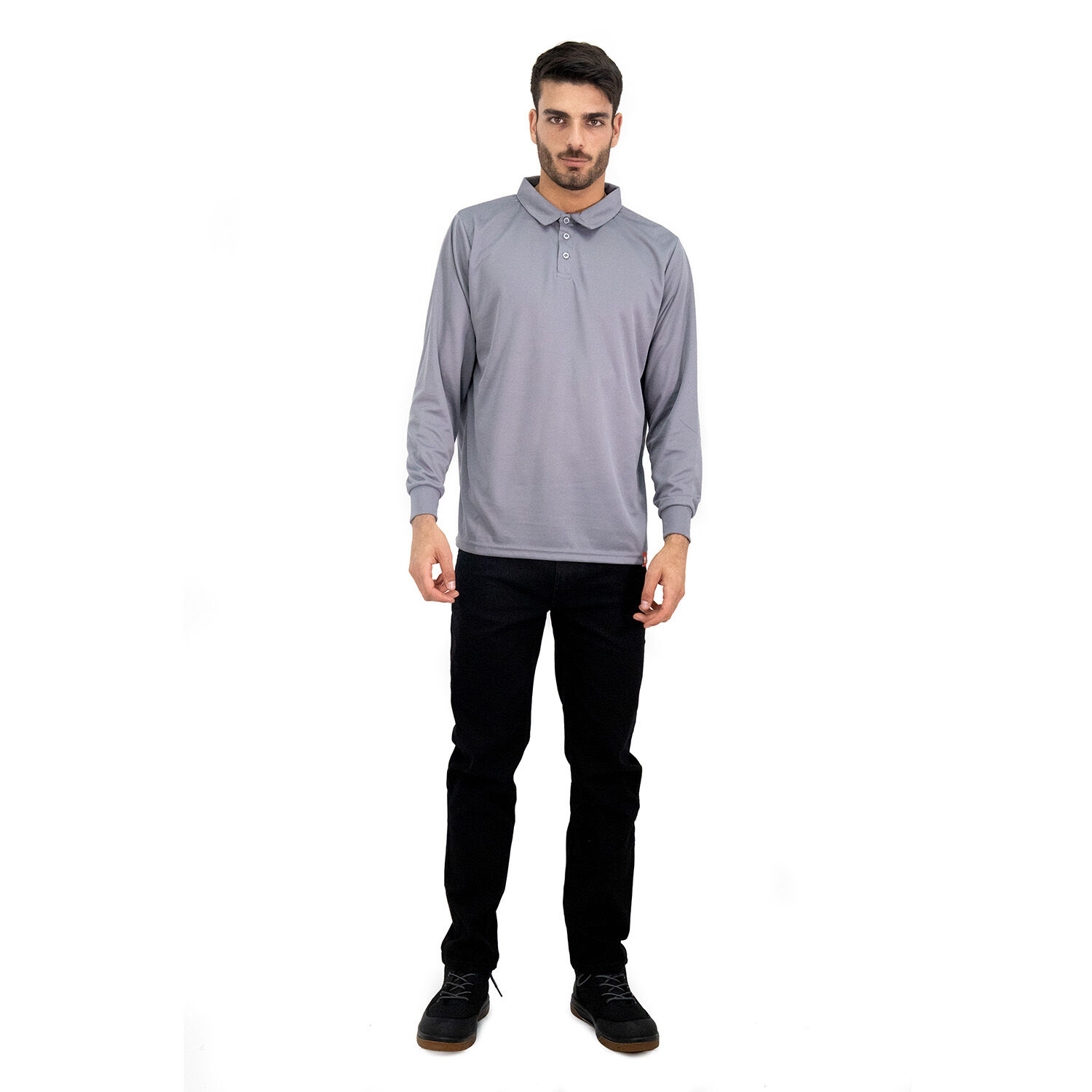 Polera Cooldry Quebec Manga Larga Gris image number 4.0