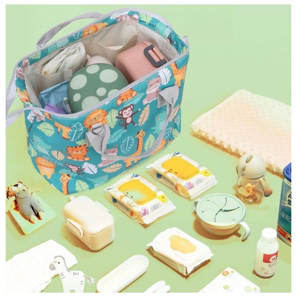 Bolso Maternal Panales Oxford 31cm Panalera Portatil Multifuncional Estampada Turquoise Animals image number 4.0