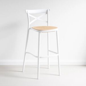 Taburete Crossback Danubio Piso De Bar O Terraza Exterior - Blanco