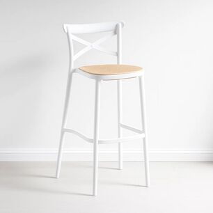 Taburete Crossback Danubio Piso De Bar O Terraza Exterior - Blanco