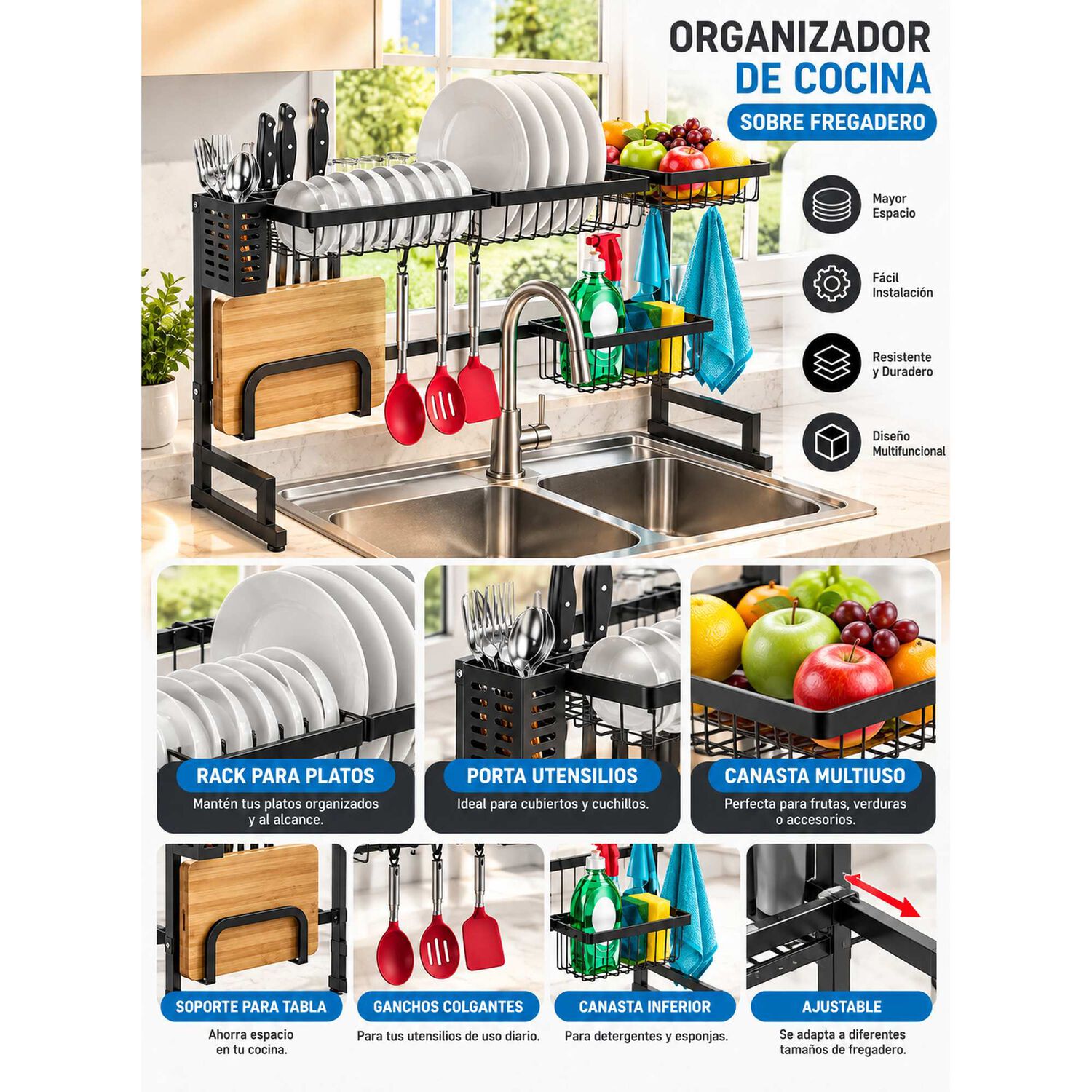 Secador De Loza Escurridor De Loza Secador Platos 85 Cm image number 7.0