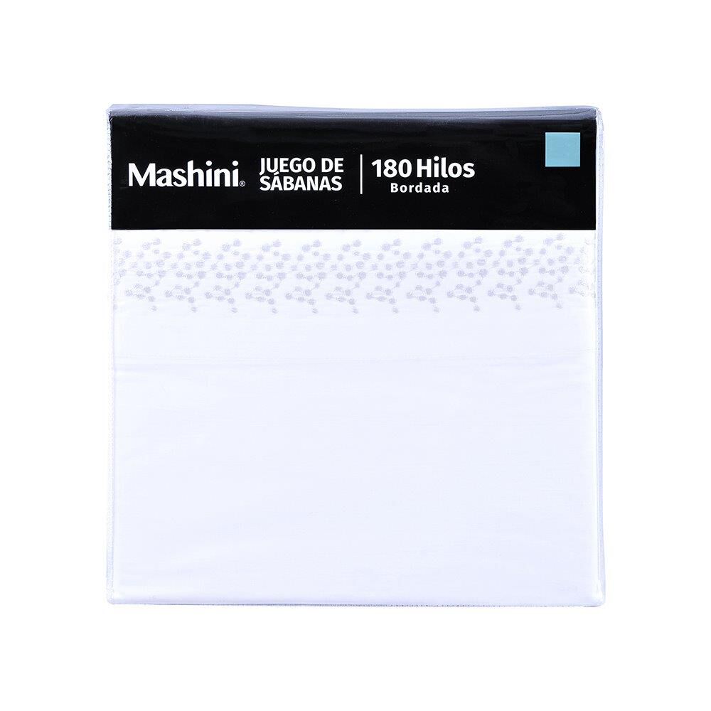 Sabana Bordada 180 Hilos Mashini 2 Plazas Puntos Plata image number 2.0