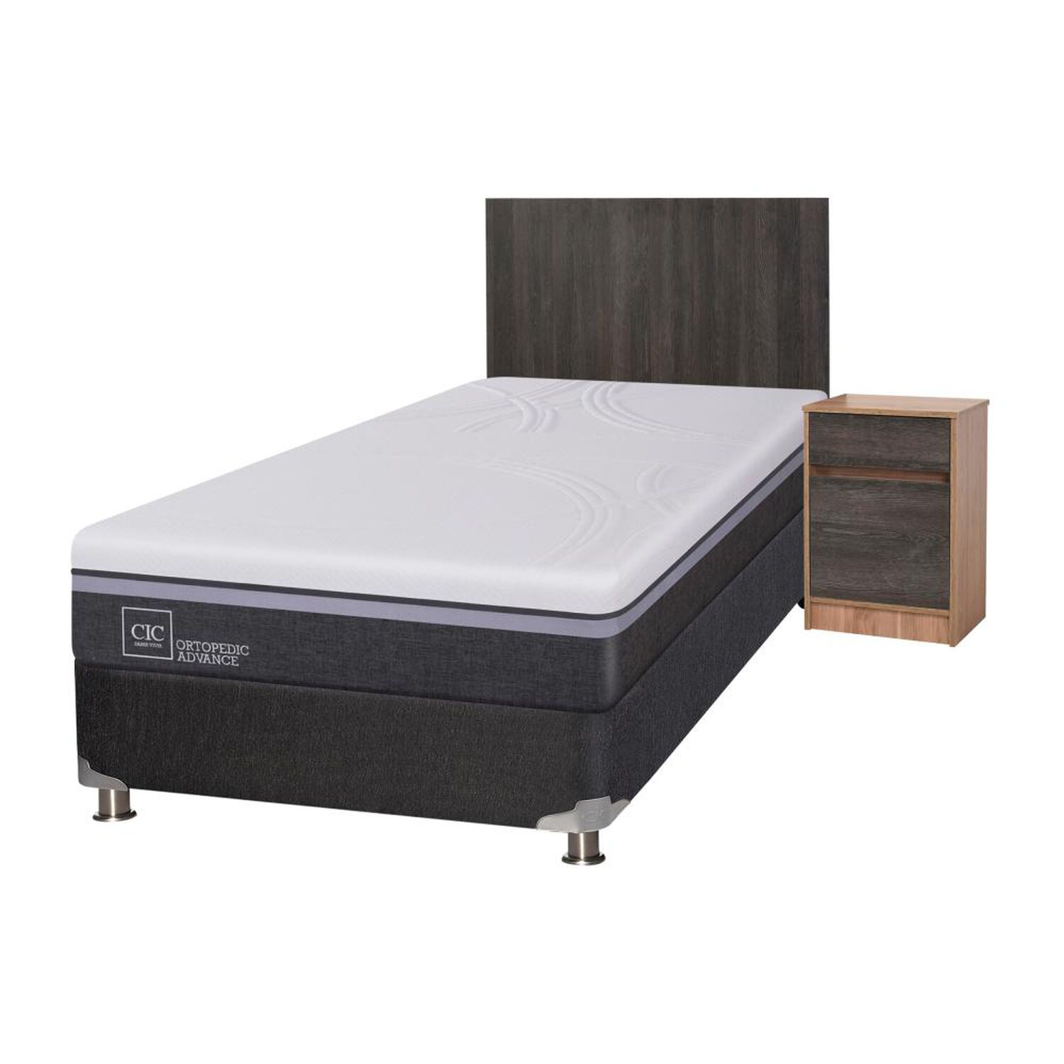 Box Spring Cic Ortopedic Advance B5 Black / 1.5 Plazas / Base Normal + Set De Maderas image number 1.0