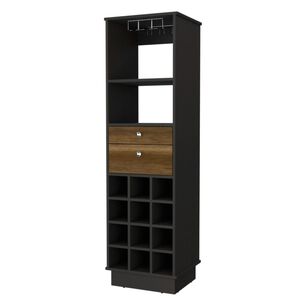 Bar Alto 2 Cajones 12 Botelleros Fm-002c - Cafe Oscuro Y Negro