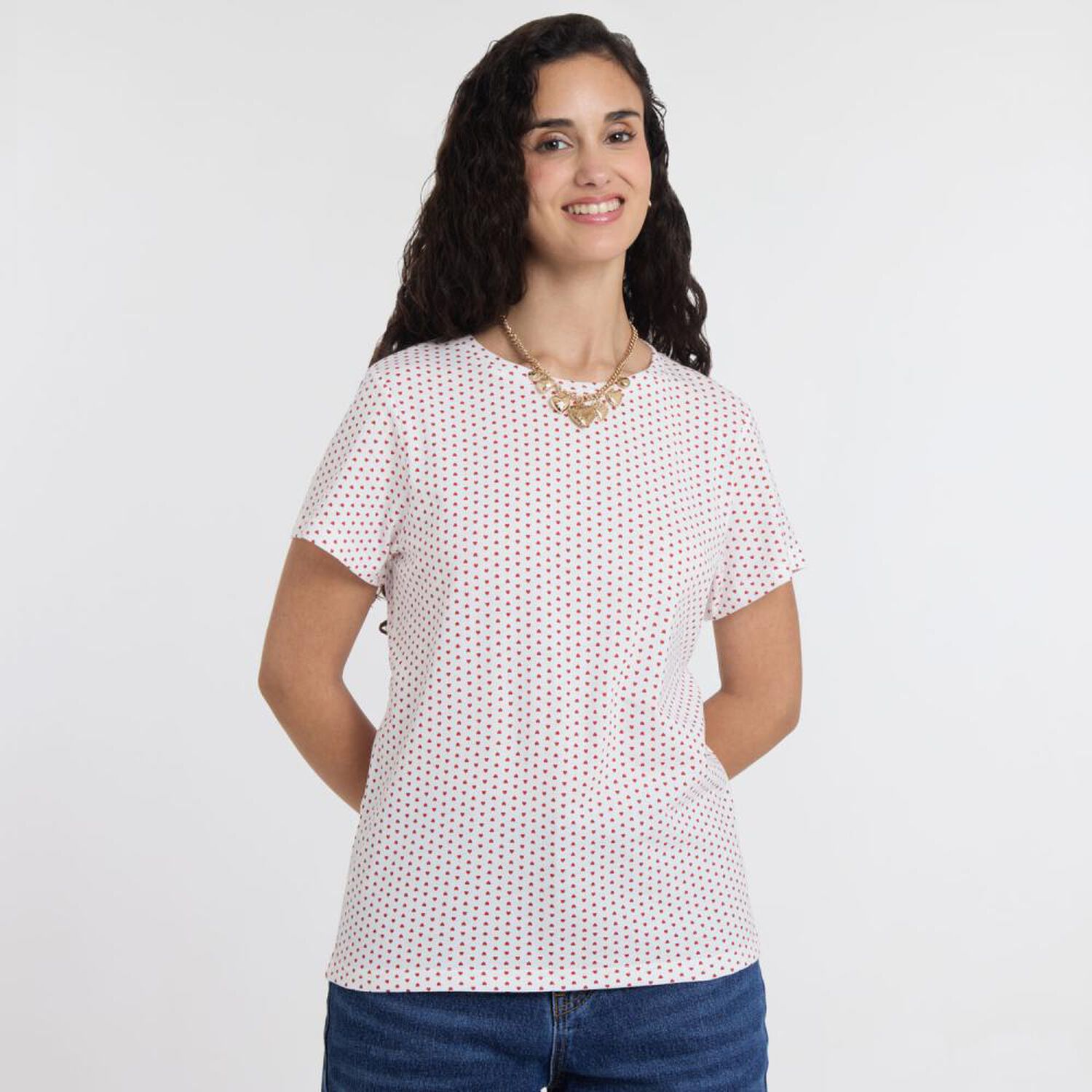 Polera Microprint Manga Corta Cuello Redondo Mujer Freedom image number 0.0