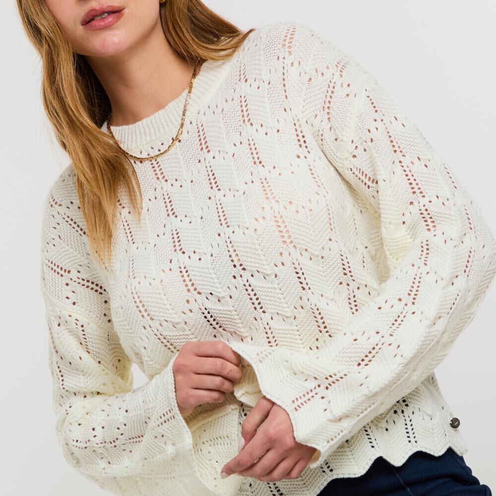 Sweater Calado Manga Larga Cuello Redondo Mujer Kimera image number 4.0